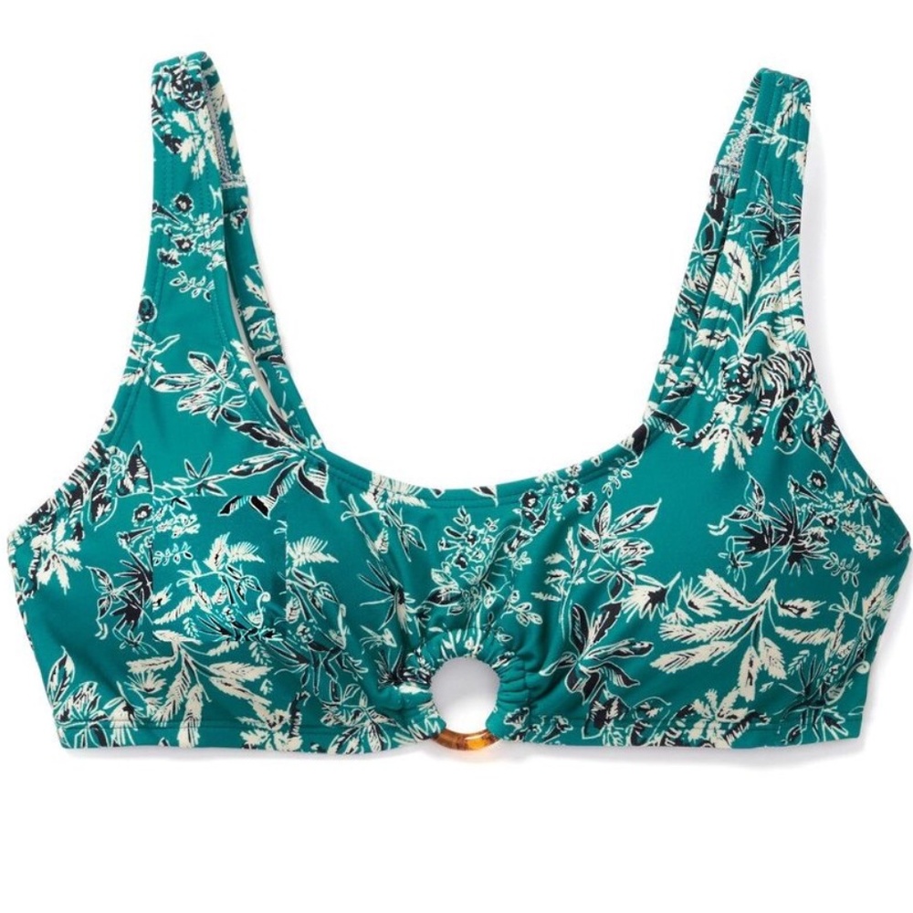 Ring Front Floral Vintage Swim Bikini Bra or Crop Top